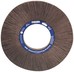 Osborn - 12" OD, 4-1/4" Arbor Hole, Crimped Nylon Wheel Brush - 1" Face Width, 3" Trim Length, 0.022" Filament Diam, 1,800 RPM - Exact Tool & Supply