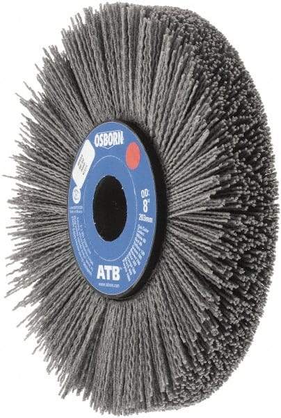 Osborn - 8" OD, 1-1/4" Arbor Hole, Crimped Nylon Wheel Brush - 1" Face Width, 2-1/4" Trim Length, 0.04" Filament Diam, 3,600 RPM - Exact Tool & Supply