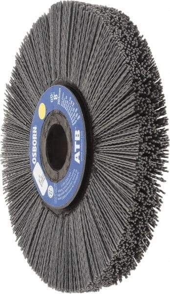 Osborn - 8" OD, 1-1/4" Arbor Hole, Crimped Nylon Wheel Brush - 1" Face Width, 2-1/4" Trim Length, 0.04" Filament Diam, 3,600 RPM - Exact Tool & Supply
