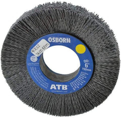 Osborn - 6" OD, 2" Arbor Hole, Crimped Nylon Wheel Brush - 1" Face Width, 1-1/4" Trim Length, 0.028" Filament Diam, 3,600 RPM - Exact Tool & Supply