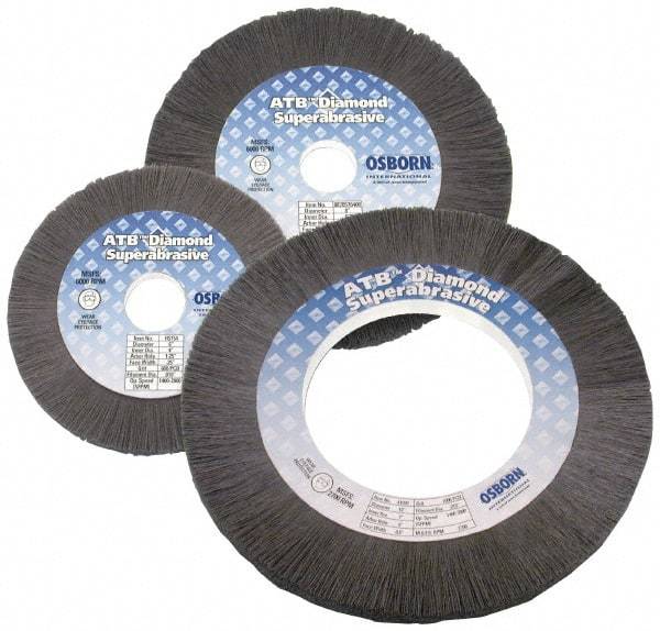 Osborn - 6" OD, 1-1/4" Arbor Hole, Nylon Wheel Brush - 5/16" Face Width, 1" Trim Length, 0.01" Filament Diam, 2,400 RPM - Exact Tool & Supply