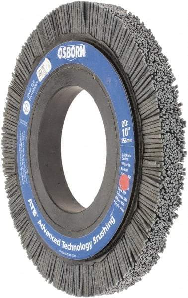 Osborn - 10" OD, 4-1/4" Arbor Hole, Crimped Nylon Wheel Brush - 1" Face Width, 1-1/4" Trim Length, 3,600 RPM - Exact Tool & Supply