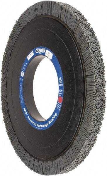 Osborn - 14" OD, 5-1/4" Arbor Hole, Crimped Nylon Wheel Brush - 1" Face Width, 1-1/4" Trim Length, 1,800 RPM - Exact Tool & Supply