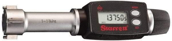 Starrett - 0.08" to 0.1", IP65, Carbide Face Electronic Inside Micrometer - 0.00005" Resolution, 0.00015" Accuracy, 3/8" Gage Depth - Exact Tool & Supply