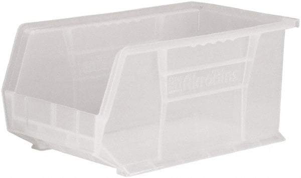 Akro-Mils - 60 Lb. Load Capacity, 14-3/4" Deep, Clear Polymer Hopper Stacking Bin - 7" High x 8-1/4" Wide x 14-3/4" Long - Exact Tool & Supply
