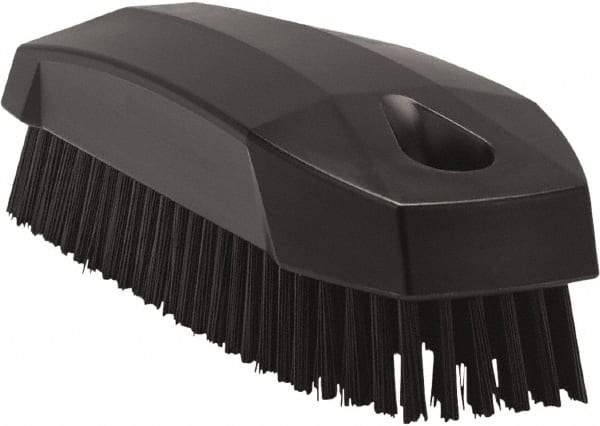 Vikan - 0.7" Bristle Length, Polyester Scrub Brush - 1-1/2" Wide Head, 4-1/2" OAL, Black, Polypropylene Block - Exact Tool & Supply