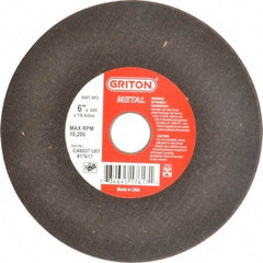 Made in USA - 6" 60 Grit Aluminum Oxide Cutoff Wheel - 0.045" Thick, 7/8" Arbor, 10,186 Max RPM, Use with Circular Saws - Exact Tool & Supply