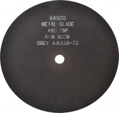 Made in USA - 8" 60 Grit Aluminum Oxide Cutoff Wheel - 1/32" Thick, 5/8" Arbor, 8,000 Max RPM, Use with Stationary Tools - Exact Tool & Supply