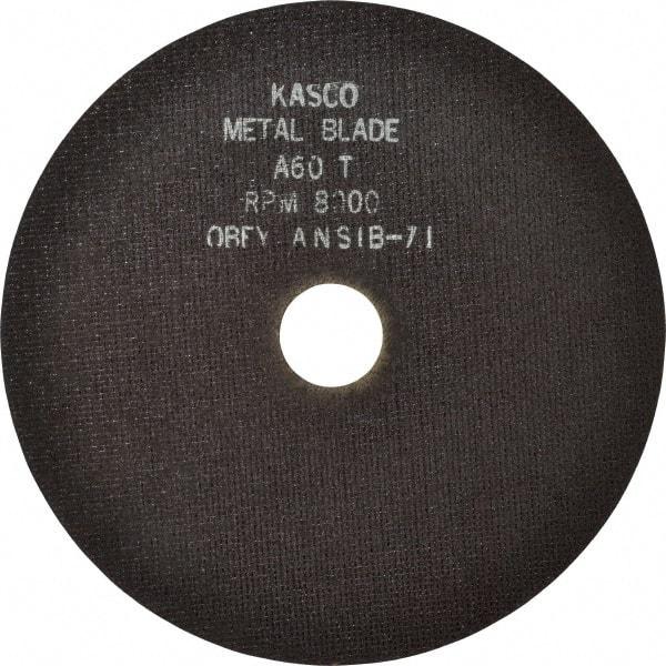 Made in USA - 8" 60 Grit Aluminum Oxide Cutoff Wheel - 1/32" Thick, 1-1/4" Arbor, 8,000 Max RPM, Use with Stationary Tools - Exact Tool & Supply