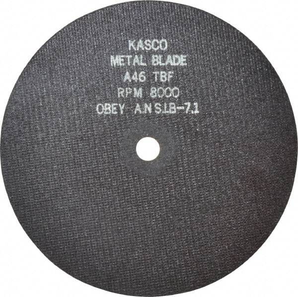 Made in USA - 8" 46 Grit Aluminum Oxide Cutoff Wheel - 1/16" Thick, 5/8" Arbor, 8,000 Max RPM, Use with Stationary Tools - Exact Tool & Supply
