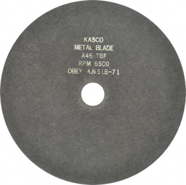 Made in USA - 10" 46 Grit Aluminum Oxide Cutoff Wheel - 1/16" Thick, 1-1/4" Arbor, 6,500 Max RPM, Use with Chop Saws - Exact Tool & Supply