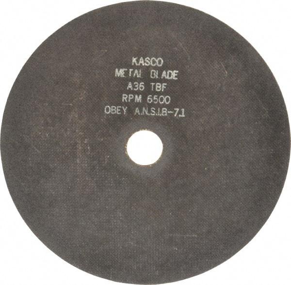 Made in USA - 10" 36 Grit Aluminum Oxide Cutoff Wheel - 3/32" Thick, 1-1/4" Arbor, 6,500 Max RPM, Use with Chop Saws - Exact Tool & Supply