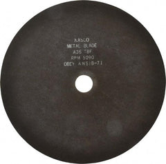 Made in USA - 12" 36 Grit Aluminum Oxide Cutoff Wheel - 1/16" Thick, 1-1/4" Arbor, 5,095 Max RPM, Use with Chop Saws - Exact Tool & Supply