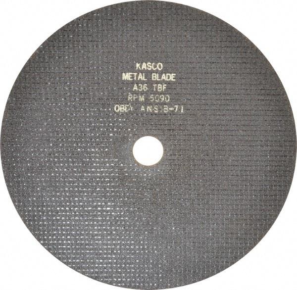 Made in USA - 12" 36 Grit Aluminum Oxide Cutoff Wheel - 3/32" Thick, 1-1/4" Arbor, 5,095 Max RPM, Use with Chop Saws - Exact Tool & Supply