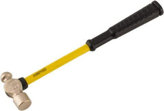 Ampco - 1/4 Lb Head Aluminum Bronze Ball Pein Hammer - 10" Fiberglass Handle with Grip, 7/8" Face Diam, 10" OAL - Exact Tool & Supply