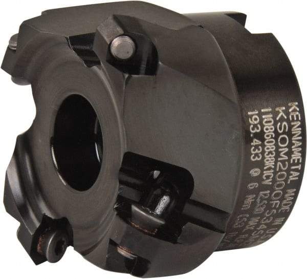Kennametal - 2" Cut Diam, 3/4" Arbor Hole, 3.5mm Max Depth of Cut, 43° Indexable Chamfer & Angle Face Mill - 4 Inserts, OF.T 06L5... Insert, Right Hand Cut, 4 Flutes, Series KSOM Mini - Exact Tool & Supply