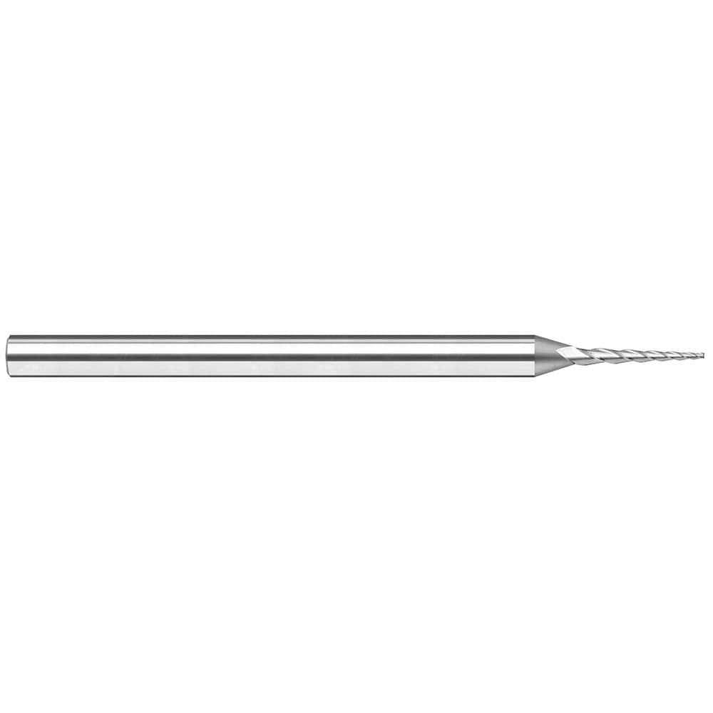 Harvey Tool - 15° per Side 0.09" Small End Diam 49/64" LOC 3-Flute Solid Carbide Tapered Square End Mill - Exact Tool & Supply