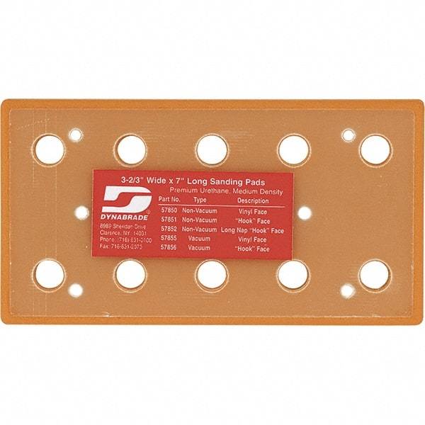 Dynabrade - 177.8 x 93.13mm Rectangular Adhesive/PSA Backing Pad - Screw Attachment, Vacuum Pad with Channel, 3/8" Thick, Medium Density - Exact Tool & Supply