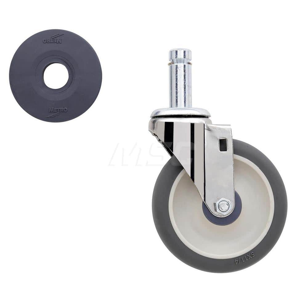 Metro - Cart Accessories; Media Type: Caster ; For Use With: Super Erecta Industrial Wire Shelving Racks ; Color: Silver/Gray ; Width: 2.3750 ; Length (Decimal Inch): 5.0000 ; Height (Decimal Inch): 8.250000 - Exact Tool & Supply