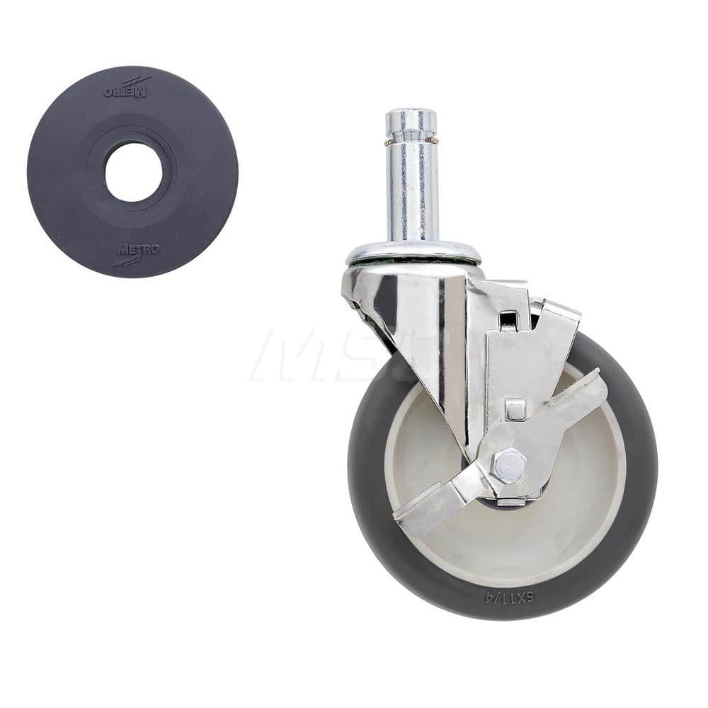 Metro - Cart Accessories; Media Type: Caster ; For Use With: Super Erecta Industrial Wire Shelving Racks ; Color: Silver/Gray ; Width: 3.3750 ; Length (Decimal Inch): 5.0000 ; Height (Decimal Inch): 8.250000 - Exact Tool & Supply