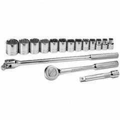 SK - 1/2" Drive Standard Socket Set - 7/16 to 1-1/4", Inch Measurement Standard - Exact Tool & Supply