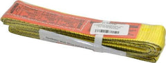 Lift-All - 4' Long x 2" Wide, 2,400 Lb Vertical Capacity, 1 Ply, Nylon Web Sling - 1,900 Lb Choker Capacity, Yellow - Exact Tool & Supply