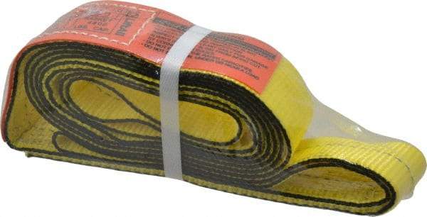 Lift-All - 8' Long x 2" Wide, 2,400 Lb Vertical Capacity, 1 Ply, Nylon Web Sling - 1,900 Lb Choker Capacity, Yellow - Exact Tool & Supply