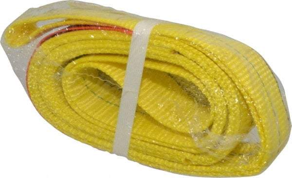 Lift-All - 4' Long x 2" Wide, 4,800 Lb Vertical Capacity, 2 Ply, Nylon Web Sling - 3,800 Lb Choker Capacity, Yellow - Exact Tool & Supply