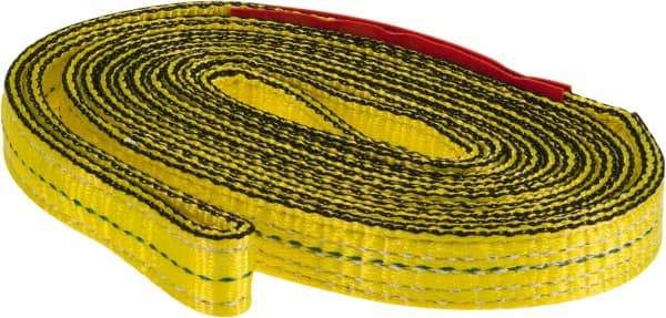Lift-All - 8' Long x 1" Wide, 4,800 Lb Vertical Capacity, 2 Ply, Nylon Web Sling - 3,800 Lb Choker Capacity, Yellow - Exact Tool & Supply