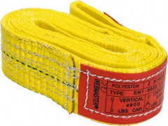 Lift-All - 6' Long x 2" Wide, 4,800 Lb Vertical Capacity, 1 Ply, Nylon Web Sling - 3,800 Lb Choker Capacity, Yellow - Exact Tool & Supply