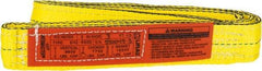 Lift-All - 3' Long x 2" Wide, 9,600 Lb Vertical Capacity, 2 Ply, Nylon Web Sling - 7,700 Lb Choker Capacity, Yellow - Exact Tool & Supply