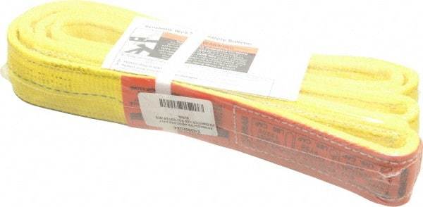 Lift-All - 4' Long x 2" Wide, 9,600 Lb Vertical Capacity, 2 Ply, Nylon Web Sling - 7,700 Lb Choker Capacity, Yellow - Exact Tool & Supply