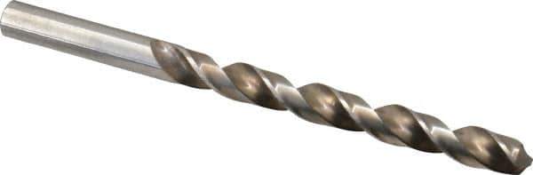 Interstate - 21/64" 140° High Speed Steel Jobber Drill - Bright Finish, Right Hand Cut, Spiral Flute, Straight Shank, 4-5/8" OAL, Standard Point - Exact Tool & Supply