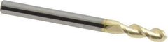 Accupro - 1/8", 3/8" LOC, 1/8" Shank Diam, 1-1/2" OAL, 2 Flute, Solid Carbide Square End Mill - Single End, ZrN Finish, Spiral Flute, 45° Helix, Centercutting, Right Hand Cut, Right Hand Flute - Exact Tool & Supply