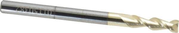 Accupro - 3/16", 5/8" LOC, 3/16" Shank Diam, 2-1/2" OAL, 2 Flute, Solid Carbide Square End Mill - Single End, ZrN Finish, Spiral Flute, 45° Helix, Centercutting, Right Hand Cut, Right Hand Flute - Exact Tool & Supply