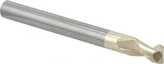 Accupro - 1/4", 3/8" LOC, 1/4" Shank Diam, 2-1/2" OAL, 2 Flute, Solid Carbide Square End Mill - Single End, ZrN Finish, Spiral Flute, 45° Helix, Centercutting, Right Hand Cut, Right Hand Flute - Exact Tool & Supply