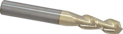 Accupro - 5/16", 13/16" LOC, 5/16" Shank Diam, 2-1/2" OAL, 2 Flute, Solid Carbide Square End Mill - Single End, ZrN Finish, Spiral Flute, 45° Helix, Centercutting, Right Hand Cut, Right Hand Flute - Exact Tool & Supply