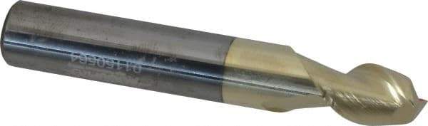 Accupro - 13/32", 9/16" LOC, 7/16" Shank Diam, 2-3/4" OAL, 2 Flute, Solid Carbide Square End Mill - Single End, ZrN Finish, Spiral Flute, 45° Helix, Centercutting, Right Hand Cut, Right Hand Flute - Exact Tool & Supply