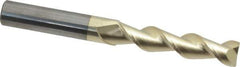 Accupro - 7/16", 2" LOC, 7/16" Shank Diam, 4" OAL, 2 Flute, Solid Carbide Square End Mill - Single End, ZrN Finish, Spiral Flute, 45° Helix, Centercutting, Right Hand Cut, Right Hand Flute - Exact Tool & Supply