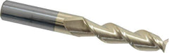 Accupro - 1/2", 2" LOC, 1/2" Shank Diam, 4" OAL, 2 Flute, Solid Carbide Square End Mill - Single End, ZrN Finish, Spiral Flute, 45° Helix, Centercutting, Right Hand Cut, Right Hand Flute - Exact Tool & Supply
