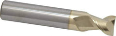 Accupro - 5/8", 3/4" LOC, 5/8" Shank Diam, 3-1/2" OAL, 2 Flute, Solid Carbide Square End Mill - Single End, ZrN Finish, Spiral Flute, 45° Helix, Centercutting, Right Hand Cut, Right Hand Flute - Exact Tool & Supply
