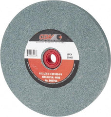 Camel Grinding Wheels - 100 Grit Silicon Carbide Bench & Pedestal Grinding Wheel - 6" Diam x 1" Hole x 1/2" Thick, 4456 Max RPM, I Hardness, Fine Grade , Vitrified Bond - Exact Tool & Supply
