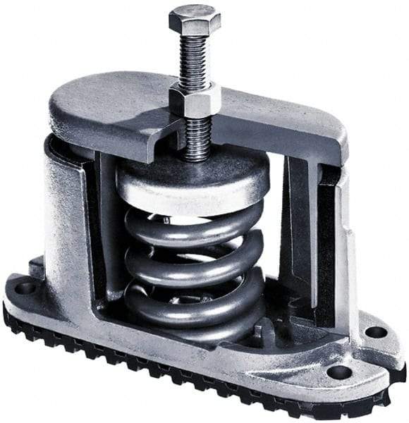 Mason Ind. - 1/2 x 4 Bolt Thread, 5-3/4" Long x 2-3/4" Wide x 5-5/8" High 1" Deflection Spring Mount - 1,250 Max Lb Capacity - Exact Tool & Supply