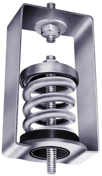 Mason Ind. - 115 Lb Capacity, 2" Deflection, HS-B, Vibration Control Hanger - 4" Long x 4-3/4" Wide x 7-1/4" High, 3/4" Max Rod Diam, 4-1/4" Lower Rod Penetration, Silver - Exact Tool & Supply
