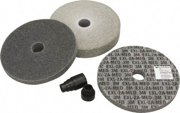 3M - 4 Piece Deburring Kit - 6" Diam Deburring & Unitized Wheels, Aluminum Oxide, 7500 RPM, Medium Grade - Exact Tool & Supply