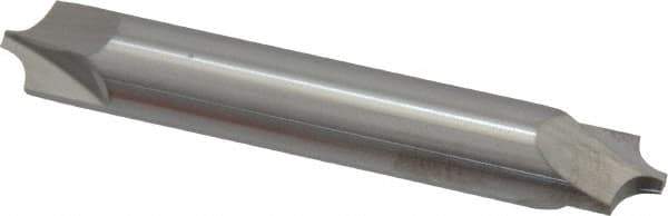 Accupro - 0.14" Radius, 3/8" Mill Diam, 2 Flute Solid Carbide Corner Rounding End Mill - Double End, Uncoated, 2-1/2" OAL, 3/8" Shank Diam - Exact Tool & Supply