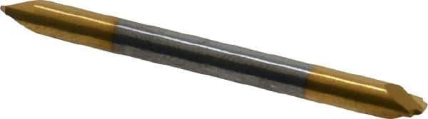 Accupro - 0.025" Radius, 1/8" Mill Diam, 2 Flute Solid Carbide Corner Rounding End Mill - Double End, TiN Finish, 1-1/2" OAL, 1/8" Shank Diam - Exact Tool & Supply