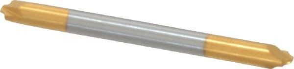 Accupro - 0.031" Radius, 1/8" Mill Diam, 2 Flute Solid Carbide Corner Rounding End Mill - Double End, TiN Finish, 1-1/2" OAL, 1/8" Shank Diam - Exact Tool & Supply