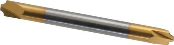 Accupro - 0.05" Radius, 3/16" Mill Diam, 2 Flute Solid Carbide Corner Rounding End Mill - Double End, TiN Finish, 2" OAL, 3/16" Shank Diam - Exact Tool & Supply