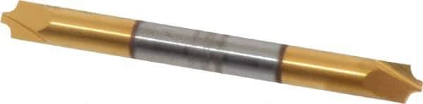 Accupro - 0.062" Radius, 3/16" Mill Diam, 2 Flute Solid Carbide Corner Rounding End Mill - Double End, TiN Finish, 2" OAL, 3/16" Shank Diam - Exact Tool & Supply